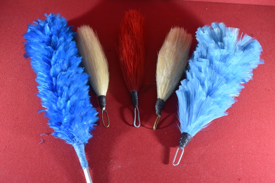 ASSORTMENT OF FIVE HELMET PLUMES-SOLD